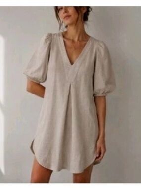 Cynthia Rowley Linen Blend Puff Sleeve Shift Dress woman’s large